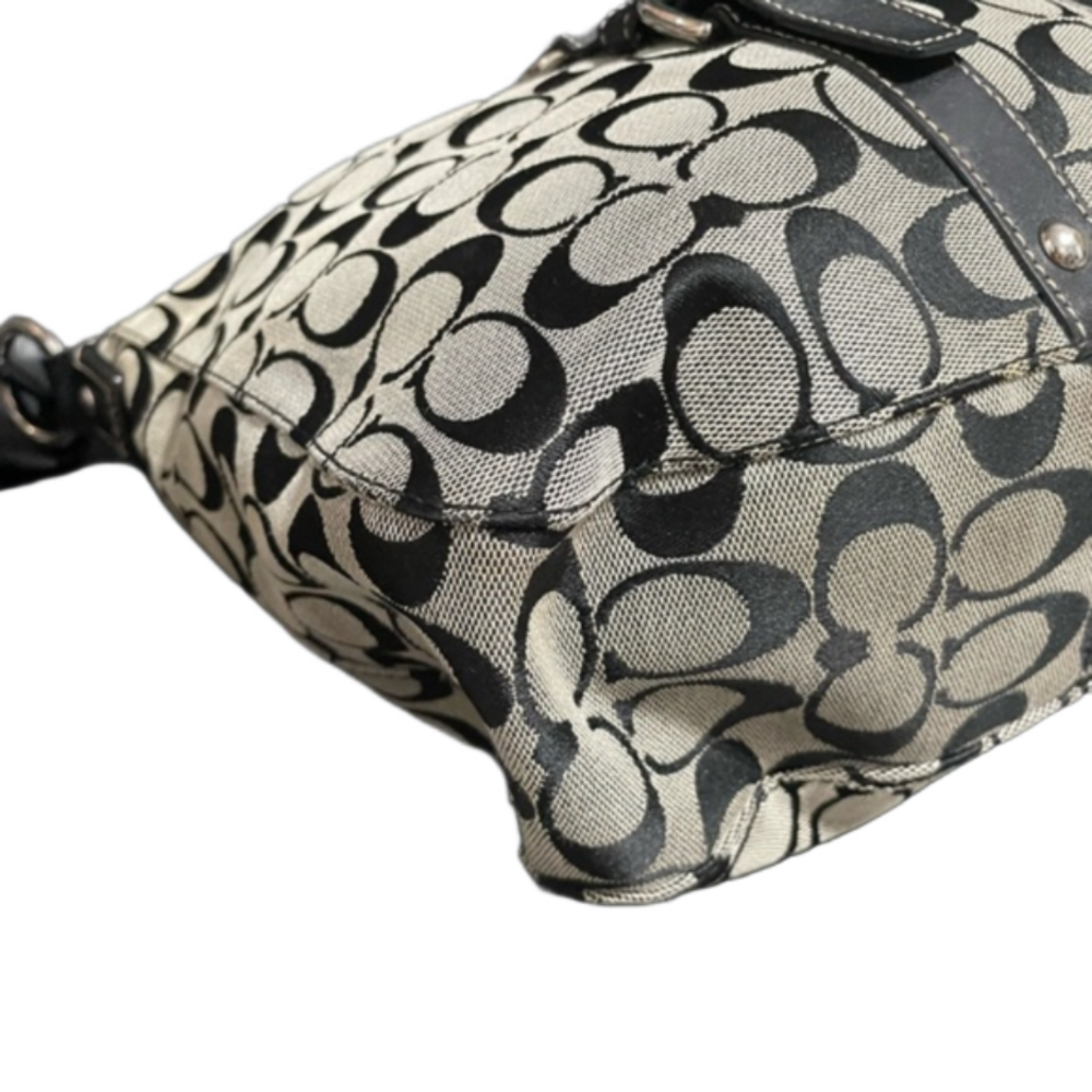 COACH Chelsea Signature Duffle Shoulder Bag F14446 GrayBlack JacquardLeather - Picture 4 of 11